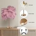 thumbnail image 5 of Bean Paste Pink Feather Table Lamp with One-touch Switch Bedside Table Lamp, 5 of 8