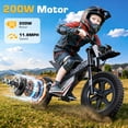 thumbnail image 5 of East doll 36V Electric Dirt Bike for Kids, 200W Peak Brushless Motor, Up to 13 MPH & 13 Miles Range, 14" Pneumatic Tires, Twist Throttle, Kids Electric Dirt Bike Ages 6-12, Max Load 143 Lbs, Black, 5 of 8