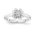 thumbnail image 1 of Solid 925 Sterling Silver Stackable Expressions Diamond Flower Ring (2.3mm) (1/10ct.) - Size 10, 1 of 3