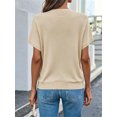 thumbnail image 5 of Short Sleeved Solid Color Women Casual Crew Neck Short Sleeve Knit Sweater Tops, 5 of 6