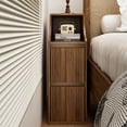 thumbnail image 4 of Gineuiia Fluted Narrow Nightstand, Skinny Side Table with 2 Drawers, Vintage, Bedside Table Modern, Bedroom Night Stand, End Table Small, Living Room, Walnut, 4 of 8