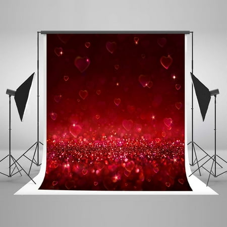 GreenDecor 5x7ft Valentine's Day Backdrops Love Glitter Sparkle Photo Booth Backdground
