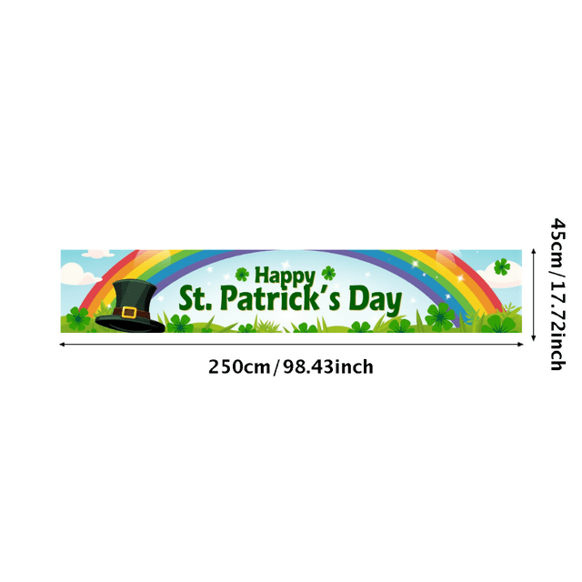 Happy St Patricks Day Backdrop Rainbow Festive Party Decoration Home School Celebration Green Shamrocks Event Indoor Outdoor Holiday Background