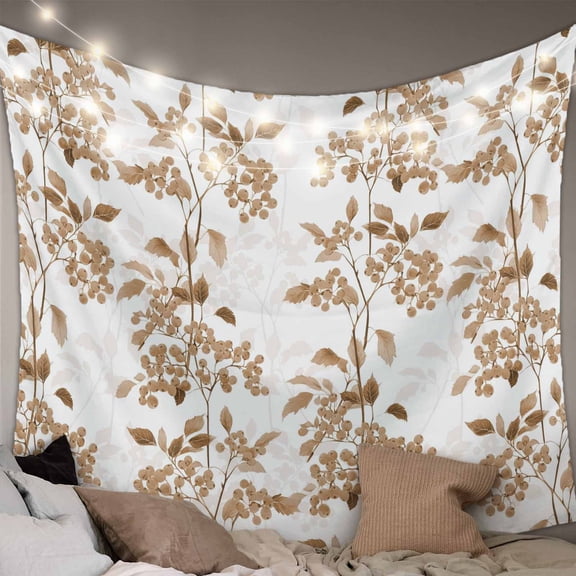 Brown Fruit Tapestry for Bedroom Wall Hanging Tapestry, Vintage Plant Nature Botanical Flower Ceiling Backdrop Tapestries Poster Blanket Wall Decor for Teens Room Living Room Dorm 39" x 59"