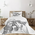 thumbnail image 3 of Ambesonne Dragon Quilted Bedspread Set 2 Pcs, Chinese Creature, Twin Size, Black White, 3 of 6