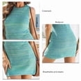 thumbnail image 4 of Vestido De Punto Con Cuello Redondo Mujer Verano Moda Elegante Color Brillante Vestido Ajustado Sin Mangas Para Fiesta Festiva Azul Claro S, 4 of 7