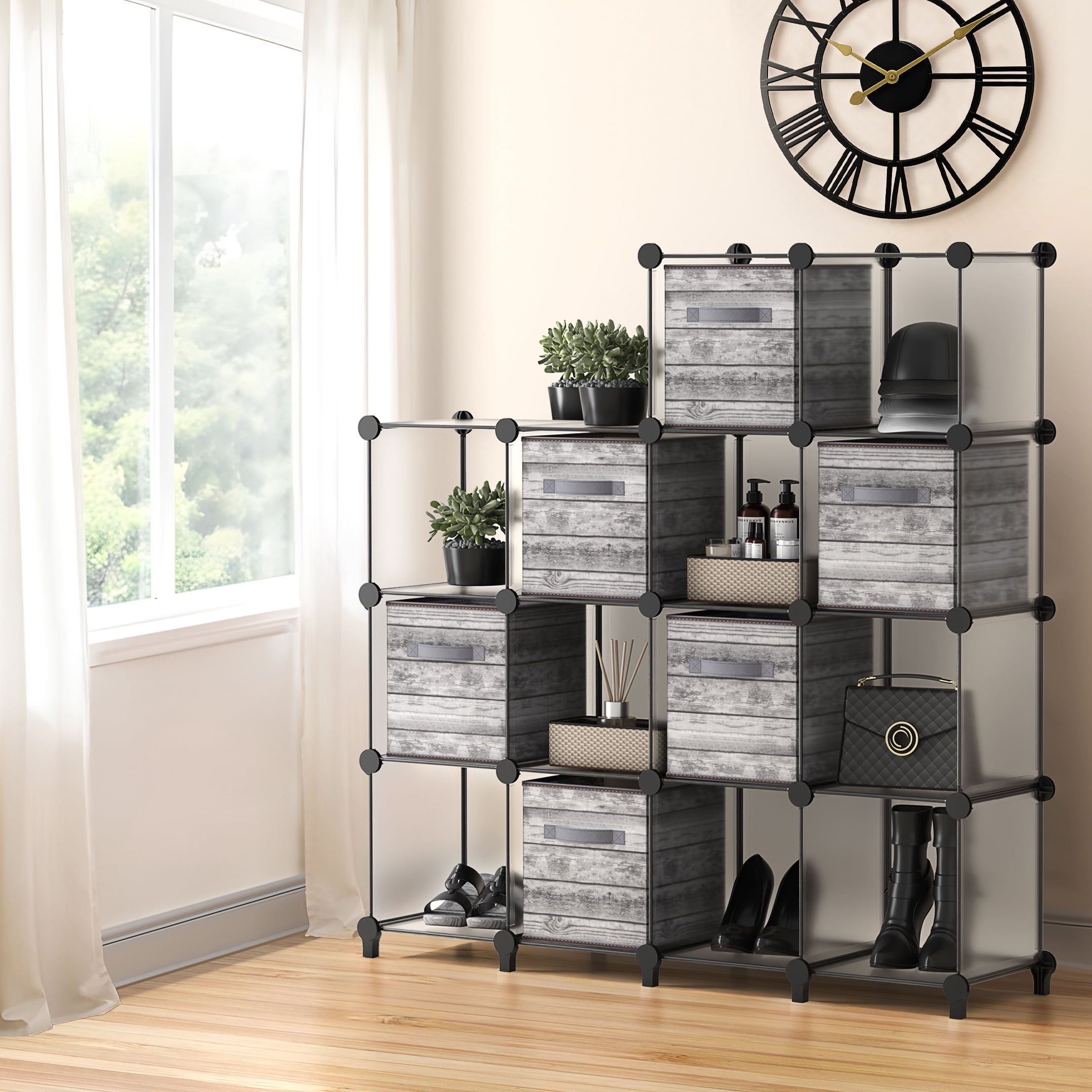 Sorbus 14-Cube Storage Organizer, Waterproof Cubby Shelf for Closet & Bedroom, Clear