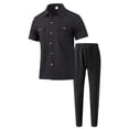 thumbnail image 4 of RUTAYY Men's Outfits Summer Casual Button Short Sleeve Shirt Pants with Pocket Suit Daily Wear Holiday Vibrant Clothing Sets, 4 of 4