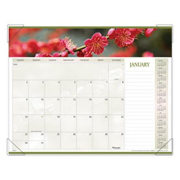 At-A-Glance  Monthly Desk Calendar- Floral Panoramic- 22in.x17in.