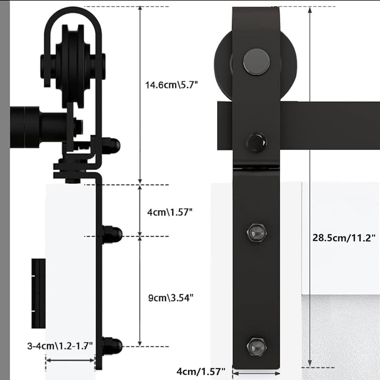 80" Bi-Folding Sliding Barn Door Hardware Kit for 4 Doors,Smoothly&Quietly,Black Track J Shape Roller