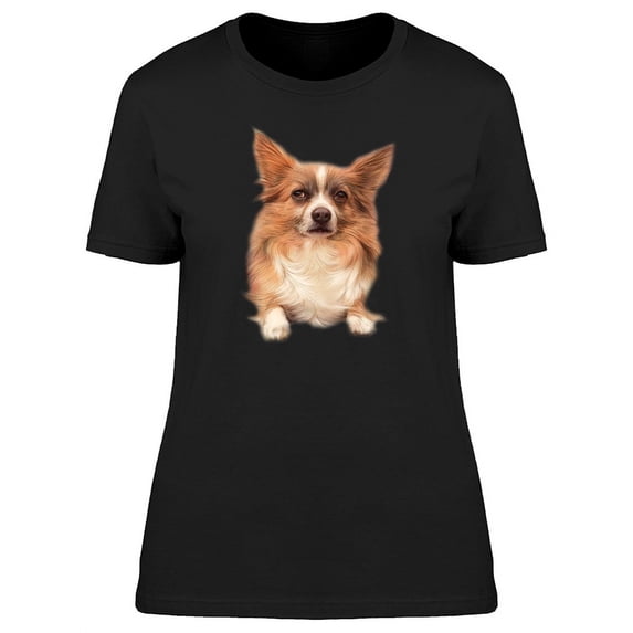 Cute Watercolor Papillon Dog T-Shirt Women -Image by Shutterstock, Female Medium