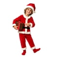 thumbnail image 6 of Kids Red Velvet Christmas Set Long Sleeve Round Neck Joyful Celebration Holiday Outfit for Boys and Girls, 6 of 8