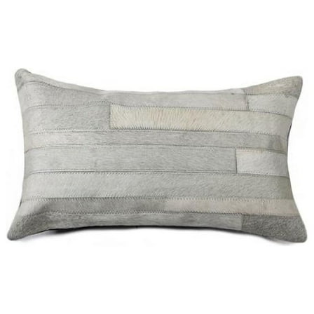 12 x 20 in. Cowhide Pillow - Gray