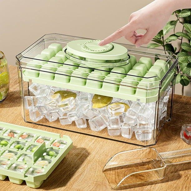 Utensilios de cocina, accesorios de cocina, utensilios de cocina, bandeja de hielo de 64 rejillas, molde para cubitos de hielo de gran capacidad, refrigerador, fabricación de hielo, fácil desmoldado c