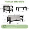 thumbnail image 3 of FHVIT Aluminum Patio Furniture Set 4-Piece Oversized Outdoor Furniture Set with Washable Thick Cushions, Coffee Table for Porch, Balcony, Deck, Yard, 3 of 8