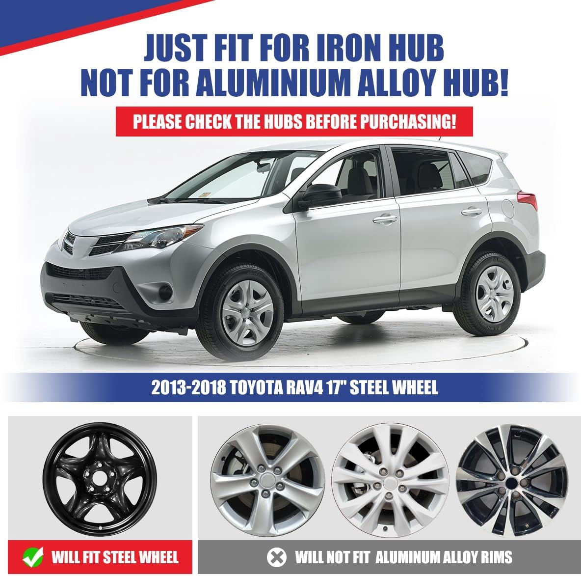 17 inch Set of 4 Wheel Covers Hubcaps Fits for 2013 2014 2015 2016 2017 2018 Toyota Rav4,Heavy Duty PP Material,Lacquer