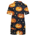 thumbnail image 4 of Kilaqueen Plus Size Pajamas for Women Set Trendy Ghost Pumpkin Graphic Halloween Pajamas Soft Satin Fall Pajamas Women Lightweight Short Pjs Loungewear, 4 of 6