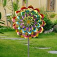 thumbnail image 5 of Taosunzt Colorful Flower Wind Spinner with Stake Weather-proof Outdoor Garden Yard Lawn Metal Rotary Windmill Ground Spike Decoration multicolor, 5 of 12