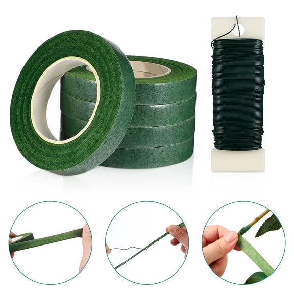 ROSENICE Florist Wire And Tapes Dark Green 4000.0X0.08X0.08In For Diy Enthusiasts Flower Stem Wrapping