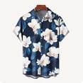 thumbnail image 3 of Men's Hawaiian Short Sleeve Shirts Oversized Hawaiian Printed Lapel Button Down T Shirt Summer Casual Plus Size Loose Comfy Qucikly Dry Vacation Beach Blouses, 3 of 4