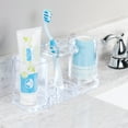 mDesign Toothbrush Holder with Cup for Bathroom Countertop Storage ...