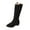 Black, variant on Bkhluea Suede Knee High Boots for Women Pointed Toe Cowboy Boots Chunky Low Heels Tall Long Boots Dressy Pull on Wide Calf Fashion Casual