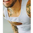 thumbnail image 3 of Camiseta ahuecada para hombre, camiseta sin mangas con chaleco irregular, Top informal cómodo para hombre, 3 of 8