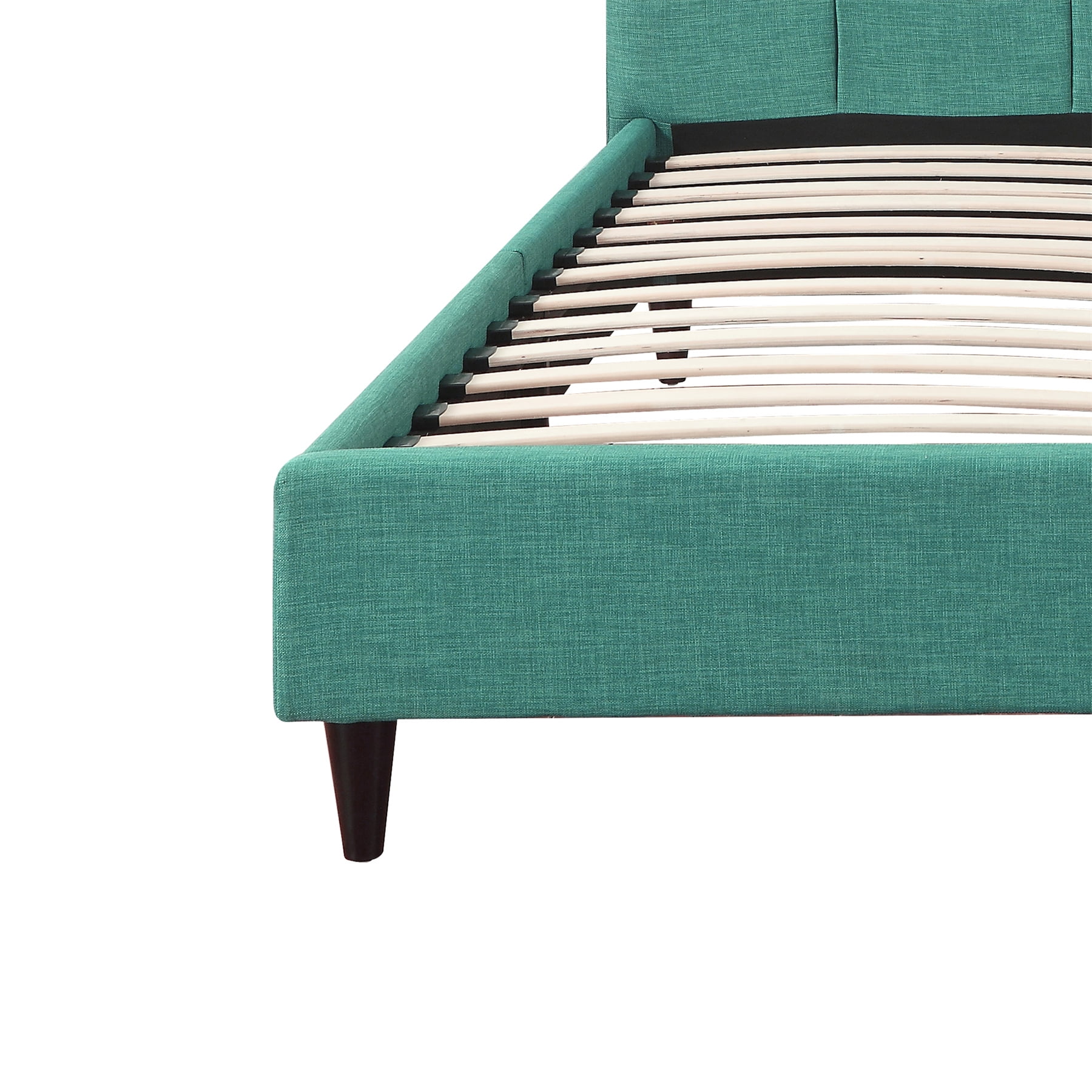 AC Pacific Eastern King Modern Upholstered Square Stitched Platform Bed, Blue