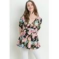 thumbnail image 2 of LaClef Women's Floral and Polka Dot Pleated Peplum V Neck Maternity Top, 2 of 6