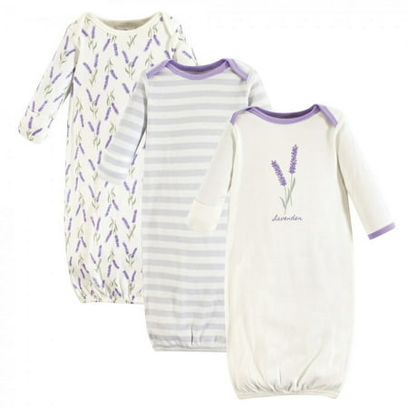 UPC: 0660168667035 | Touched by Nature Baby Girl Organic Cotton Long-Sleeve Gowns 3pk Lavender 0-6 Months