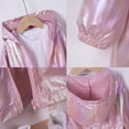 thumbnail image 6 of YunPes Toddler Girls Metallic Shiny Jacket Zip-Up Hooded Windbreaker with Elastic Waist Y2K Trendy Glitter Outdoor Clothes, 6 of 7