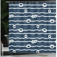 thumbnail image 4 of Ambesonne Navy Blue Shower Curtain, Sailor Knots Marine, 69"Wx75"L, White and Blue, 4 of 5