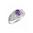 thumbnail image 3 of RYLOS Rings for Women Sterling Silver Ring Filigree Heart Birthstone Ring 6X4MM Gemstone &  Diamonds February Amethyst Jewelry for Women Size 5, 3 of 6