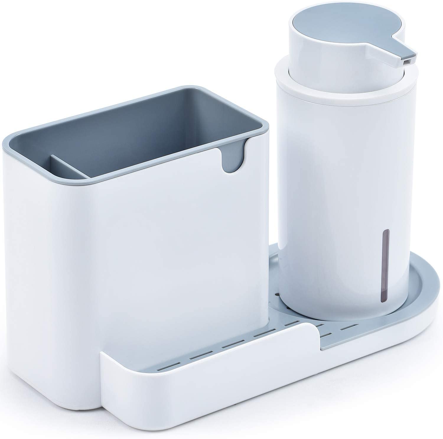 TOOLF Kitchen Sink Caddy with Soap Dispenser Pump, Countertop Liquid