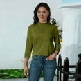 thumbnail image 6 of Lumtrix Mock Turtleneck Tops for Women Fall Plain 3/4 Sleeve T Shirt Relaxed Fit High Neck Blouses Dressy Casual Undershirt Mint Green M, 6 of 7