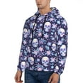 thumbnail image 2 of KLL Skull flower white blue Print Mens Hoodie Long Sleeve Casual Pullover Hooded Sweatshirt Fashion Drawstring Hoodies with Pocket-4X-Large, 2 of 6