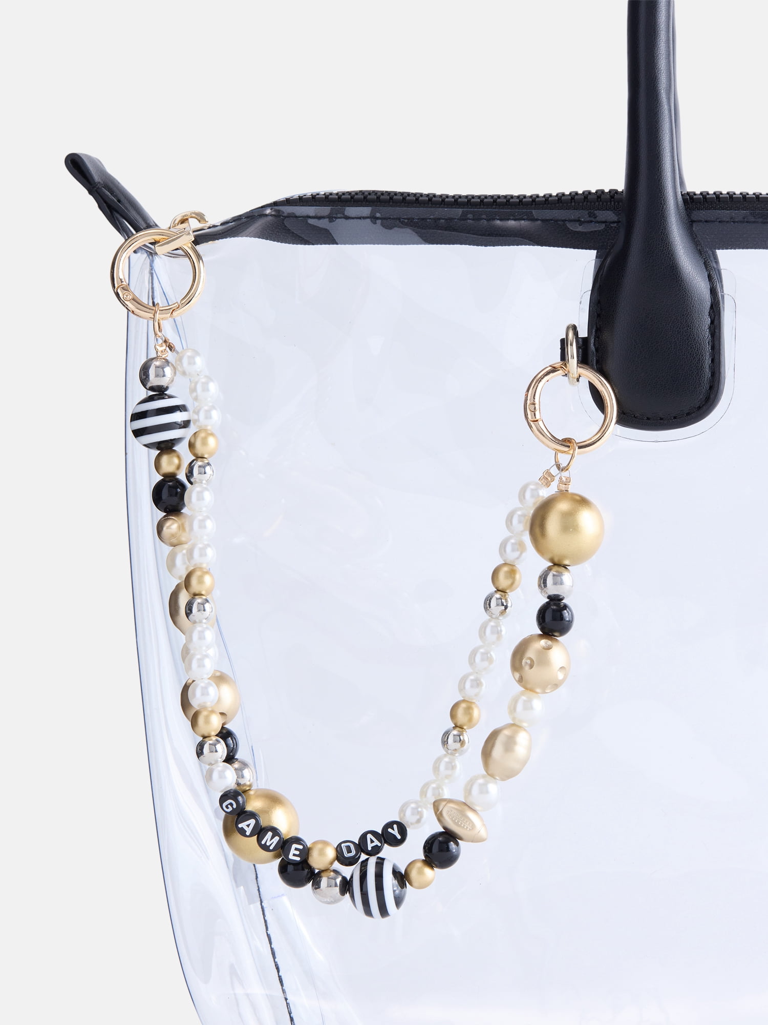 No Boundaries Women’s Game Day Beaded Swag Charm, Black & Gold