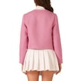 thumbnail image 3 of INSPIRE CHIC Scoop Neck Jacket for Women's Tweed Double-breasted Long Sleeve Casual Jackets, 3 of 4
