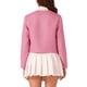 thumbnail image 3 of Chaqueta de cuello redondo INSPIRE CHIC para mujer, de tweed, de doble botonadura, de manga larga, casual, talla XL, color rosa, 3 of 5