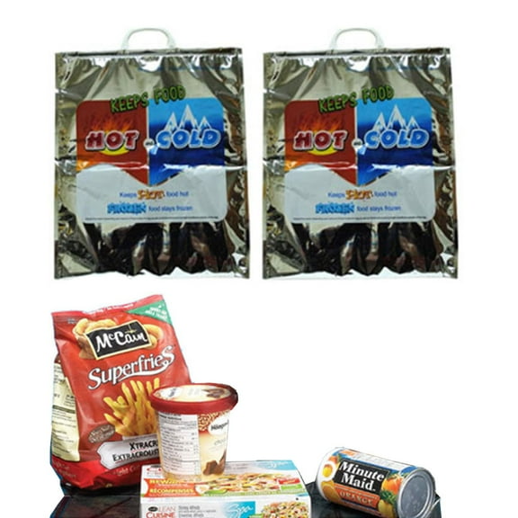 2 Hot Cold Insulated XL Aluminium Foil Bag Grocery Lunch Tote Cooler Warm Travel