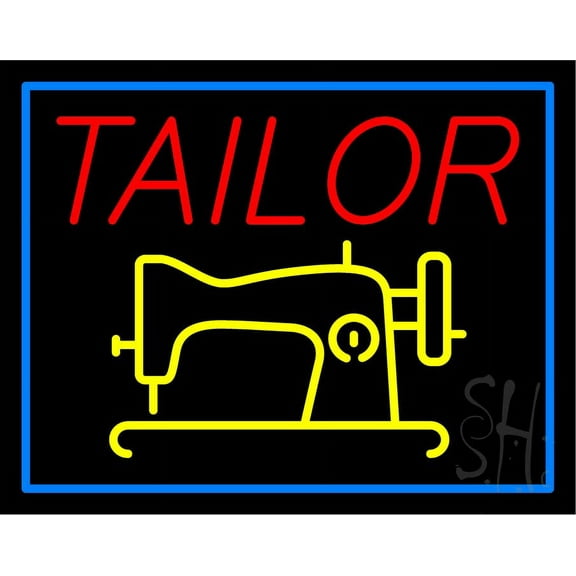 Tailor LED Neon Sign 15" Tall x 19" Wide - inches, Black Square Cut Acrylic Backing, with Dimmer - Bright and Premium built indoor LED Neon Sign for Storefront.