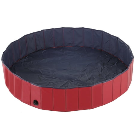 7' Burgundy Pool - PawHut 12'' x 63'' Foldable PVC Pet Swimming Pool Red and Blue
