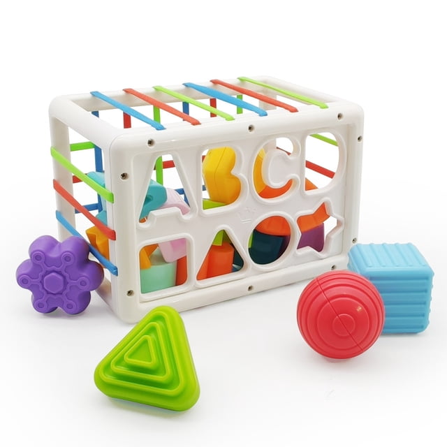 Juguetes sensoriales Clasificador de formas Bloques para bebés Bolas con textura colorida Juegos de clasificación Actividad de aprendizaje Montessori para el desarrollo temprano de habilidad