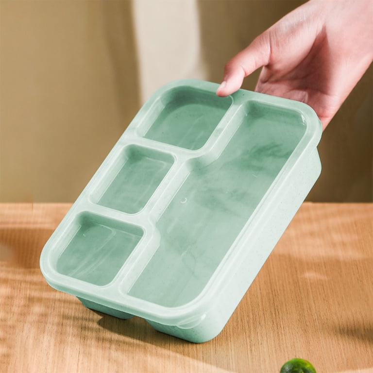 Meitianfacai Divided Lunch Box with 4 Sections, Airtight Plastic