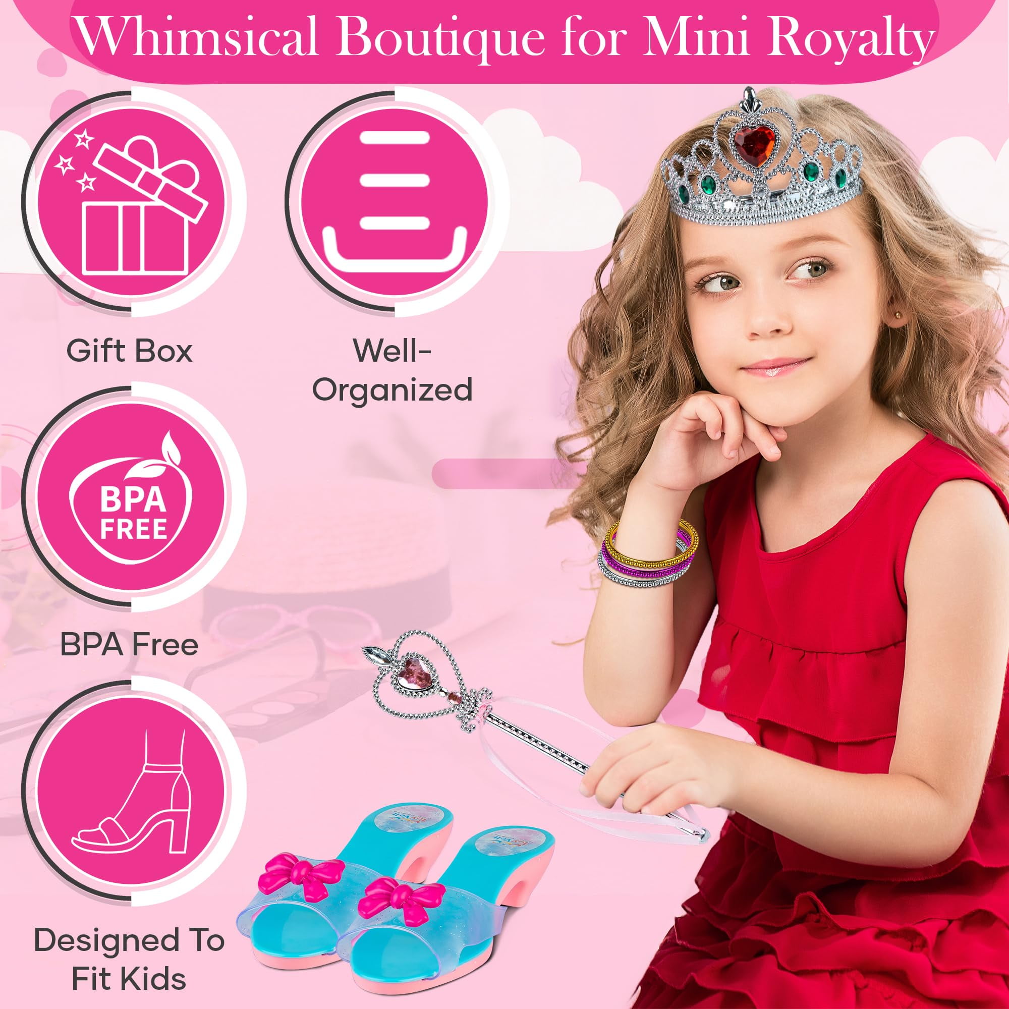 toyvelt princess dress up Buy Toyvelt Princess Dress Up Shoes and Jewelry Boutique - Pretend Play for Little Girls Set Incl 4 Pairs Princess Shoes and Lots of Accessories
