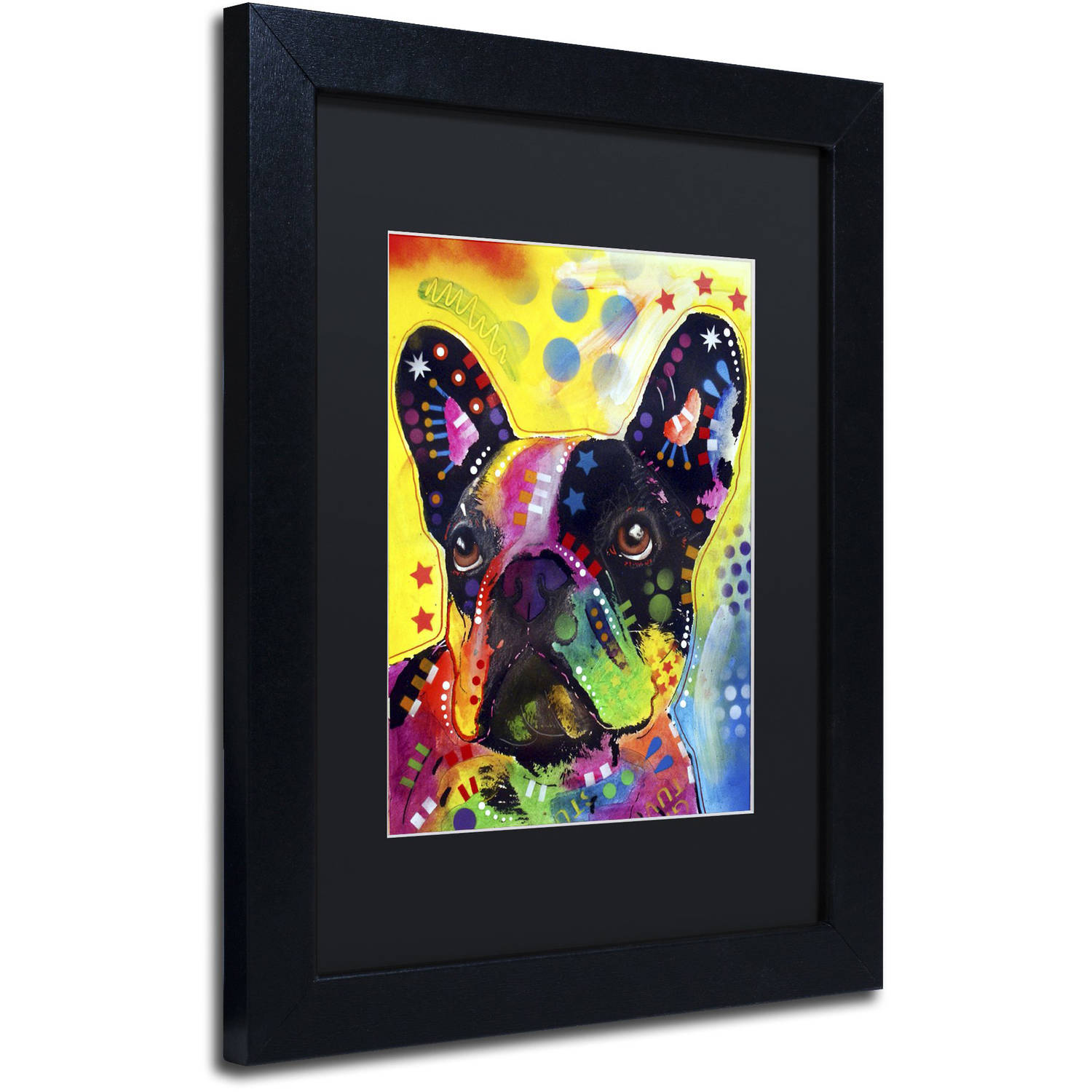 Trademark Fine Art "French Bulldog 2" Canvas Art by Dean Russo, Black Matte, Black Frame