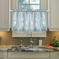 thumbnail image 2 of Yayeee Kitchen Curtains Tier Pair Light Filtering 27"x24" Rod Pocket Short Cafe Window Panel, Blue Rabbits, 2 of 7
