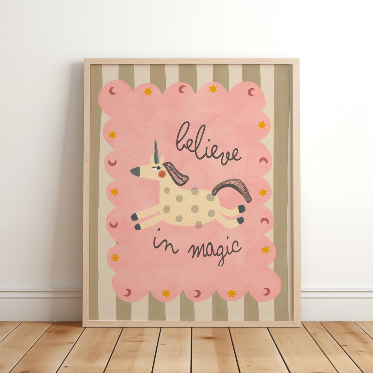 believe in magic hand drawn unicorn nursery wall art Room Art Prints Fun Art Print Colourful Wall Art on trend New baby girl