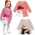 thumbnail image 1 of Bébé Nouveau-Né Filles Noël Rayé Princesse Robe Bébé Bonhomme de Neige Broderie Robe Décontractée pour 9 Mois-6 Ans, 1 of 9