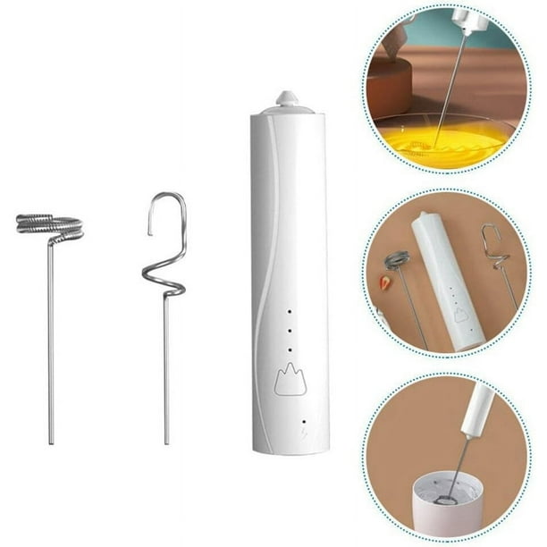 Batidora de mano eléctrica para espumar leche, batidora de huevos eléctrica de acero inoxidable, batidora de mano para café, proteínas, cocción y horneado